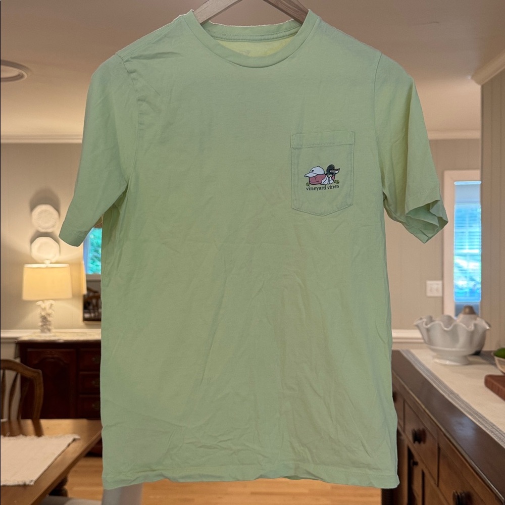VINEYARD VINES Boys Lime Green Tennis Whale Cotton Pocket Tee Shirt LARGE (16)